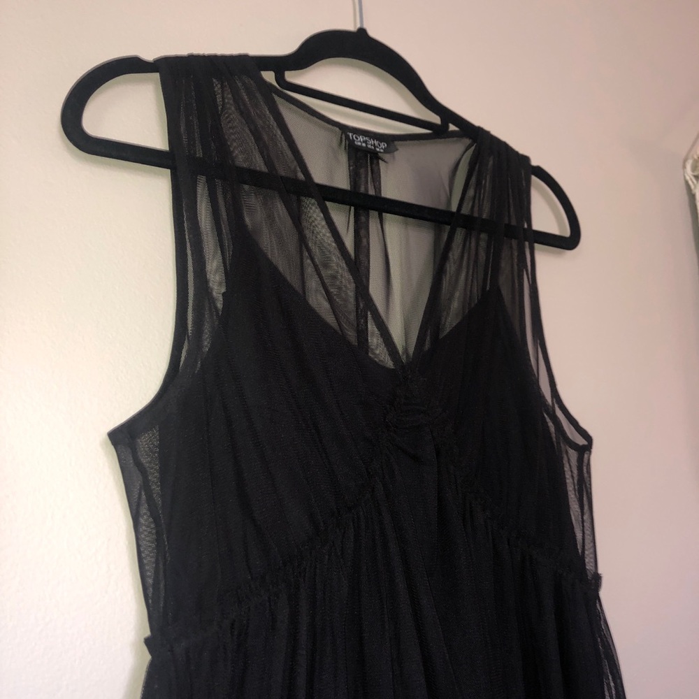 topshop | black tulle dress